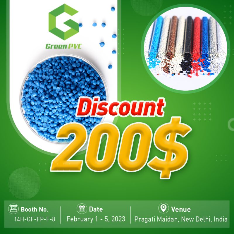 Get a 200$ discount on PVC Compound when you purchase at our booth at PLASTINDIA 2023! 1 FB PVC HC PlastIndia Promo T1